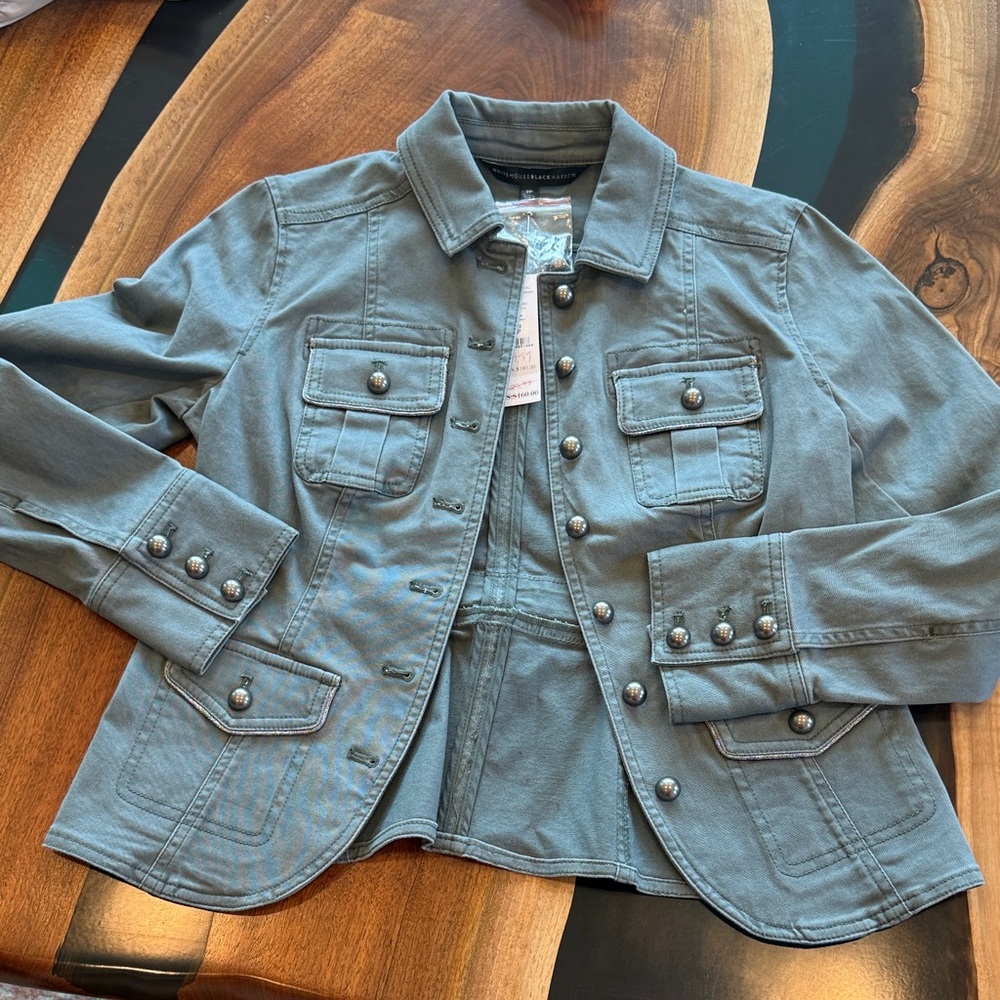 NWT WHBM Military Jacket in Wintergreen